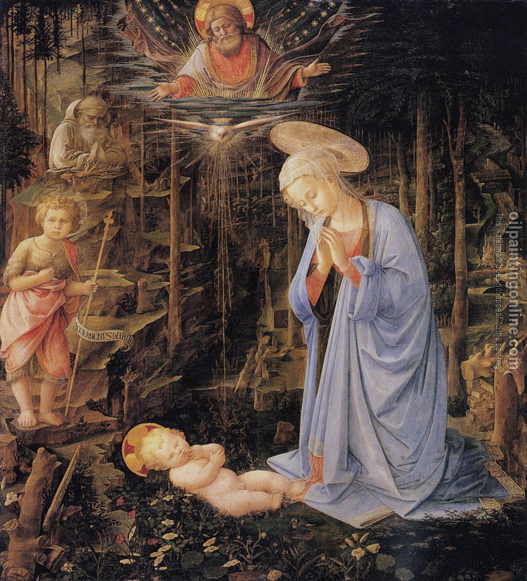 Lippi, Filippino - The adoration with the infant Baptist and St Bernard